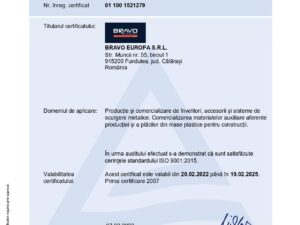 BRAVO Romania a trecut cu succes recertificarea ISO