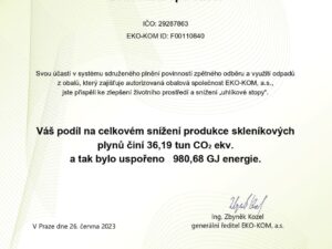 Emissions savings Bravo Europa Czech Republic